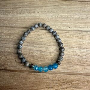 Gray and Blue Beaded Bracelet